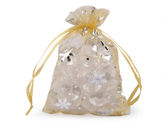 Dárkový pytlík hvězda 7x8,5 cm organza - 100 ks - 3 (7x8,5cm) zlatá stříbrná
