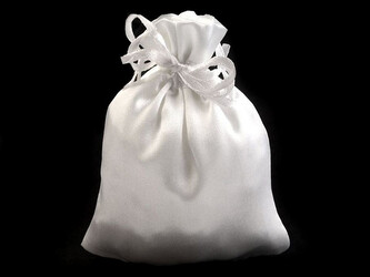 Dárkový pytlík 9x11 cm saténový - 100 ks - 3 bílá