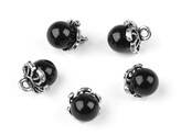 Knoflík s kaplíkem / přívěsek perla Ø9 mm - 25 ks - 5 černá