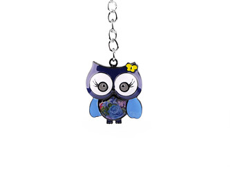 Kovový přívěsek na batoh / klíče sova, strom života - 1 ks - 3 modrá sova