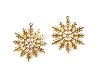 Přívěsek vločka s broušeným kamínkem Ø38 mm - 2 ks - 2 zlatá