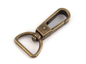 Kovová karabina s obrtlíkem průvlek 20 mm - 10 ks - 2 staromosaz