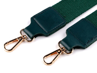 Textilní ucho / popruh na tašku s karabinami šíře 3,8 cm - 1 ks - 8 zelená tmavá zlatá