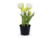 Umělé tulipány v květináči - 1 ks - 6 (25 cm) bílá