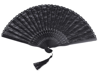 Vějíř krajkový - 1 ks - 3 černá