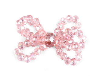 Mašlička z broušených skleněných korálků Hand made - 5 ks - 3 růžová nejsv.