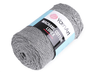 Pletací příze Macrame Cotton lurex 250 g - 1 ks - 12 (737) šedá stříbrná