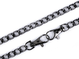 Řetízek na kabelky s reliéfem, s karabinou, délka 120 cm - 20 ks - 2 nikl černý