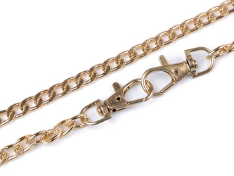 Řetízek na kabelky s reliéfem, s karabinou délka 120 cm - 1 ks - 2 zlatá klasik