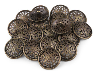 Kovový knoflík filigrán velikost 40" - 5 ks - 4 mosaz