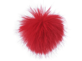 Kožešinová bambule s poutkem Ø8 cm - 6 ks - 5 červená