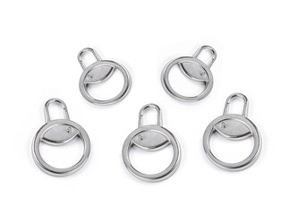 Kovová karabina / taháček na zip - 5 ks - nikl