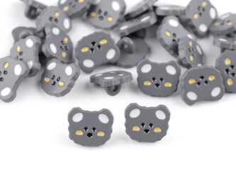 Knoflík dětský velikost 24" medvídek - 25 ks - 4 šedá