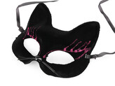 Karnevalová maska - škraboška sametová s glitry kočka - 1 ks - 3 černá růžová