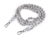 Řetízek kuličkový na kabelky s karabinou délka 120 cm - 1 ks - 1 nikl