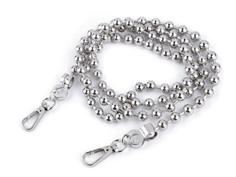 Řetízek kuličkový na kabelky s karabinou délka 120 cm - 1 ks - 1 nikl