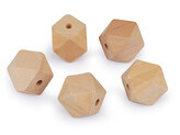 Dřevěné korálky nelakované 20x20 mm - 20 ks - přírodní