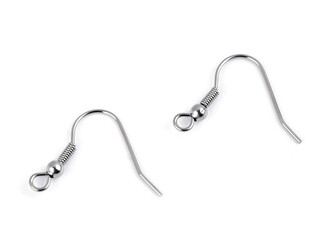 Afroháček s pružinkou a kuličkou z nerezové oceli - 20 ks - platina