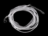 Víceřadá šňůrka s karabinkou z nerezové oceli délka 43 cm - 100 ks - 1 bílá