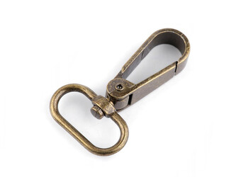 Kovová karabina s obrtlíkem průvlek 25 mm - 2 ks - 2 staromosaz