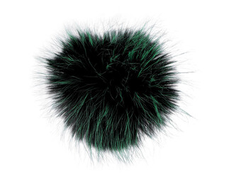 Kožešinová bambule s poutkem Ø12 cm - 1 ks - 3 černá zelená