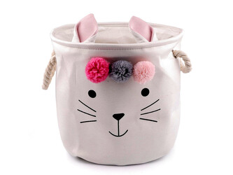 Textilní úložný koš králík - 1 ks - 1 bílá přírodní