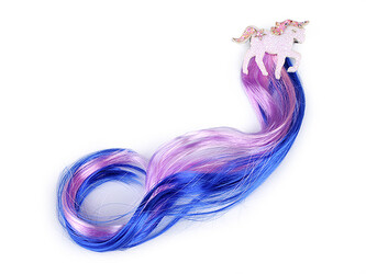 Pramínky vlasů se sponou jednorožec - 1 ks - 4 modrá královská fialová