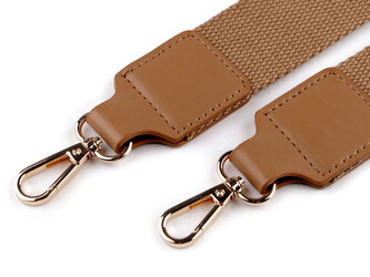 Textilní ucho / popruh na tašku s karabinami šíře 3,8 cm - 1 ks - 6 béžová zlatá