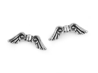 Ozdobný díl křídla - 50 ks - 2 (8x20 mm) platina s patinou