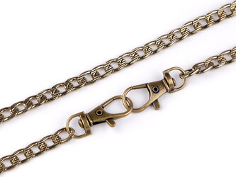 Řetízek na kabelky s reliéfem, s karabinou délka 120 cm - 20 ks - 4 staromosaz