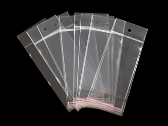 PP sáček s lepicí klopou a závěsem 6x10,5 cm - 100 ks - transparent