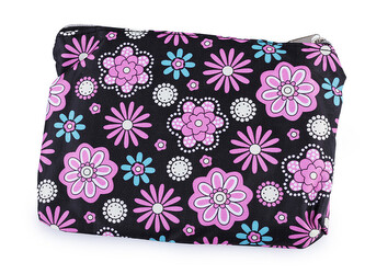 Skládací nákupní taška se zipem 39x40 cm - 1 ks - 9 černá květy