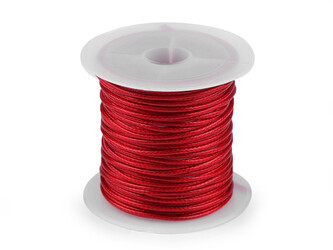 Šňůrka hlazená, lesklá Ø1 mm - 25 ks - 5 červená
