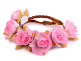 Pružná čelenka do vlasů s květy - 20 ks - 2 růžová střední
