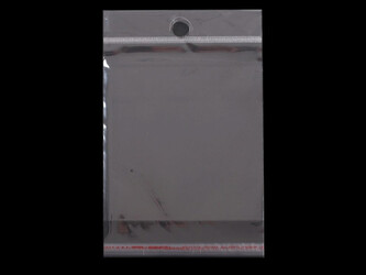 PP sáček s lepicí klopou a závěsem 8x12 cm - 100 ks - transparent