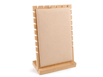 Dřevěný stojan se semišem na náhrdelníky a řetízky 18x25,5 cm - 1 ks - 1 přírodní sv.