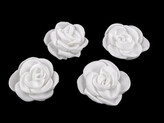 Saténový květ růže k našití a nalepení Ø5 cm - 4 ks - 1 bílá