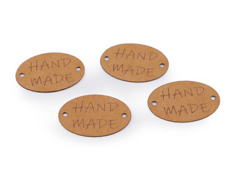 Nášivka / štítek z pratelného papíru Hand Made - 12 ks - 3 hnědá přírodní