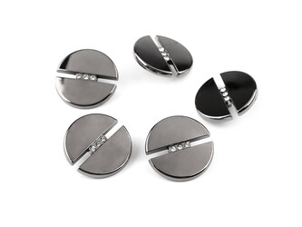 Kovový knoflík s broušenými kamínky velikost 28"; 38" - 20 ks - 2 (38") nikl černý