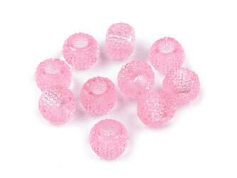 Plastové korálky s velkým průvlekem 8x12 mm - 10 ks - 1 (72) růžová