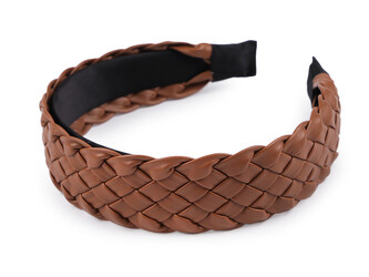 Široká čelenka do vlasů koženková - 1 ks - 2 hnědá koňak