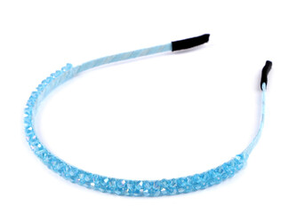 Čelenka do vlasů s broušenými korálky - 1 ks - 4 modrá azurová