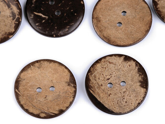 Knoflík kokos oboustranný velikost 60" - 100 ks - přírodní stř.