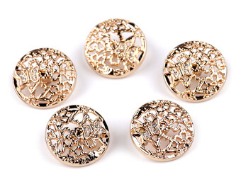 Kovový knoflík velikost 28", 34" s motýlkem a kamínky - 20 ks - 4 (34") růžové zlato