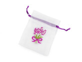 Dárkový pytlík s výšivkou levandule 8x10 cm - 5 ks - bílá levandule