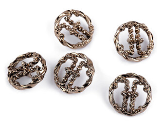 Kovový knoflík velikost 24"; 32"; 38" - 5 ks - 6 (38") staromosaz