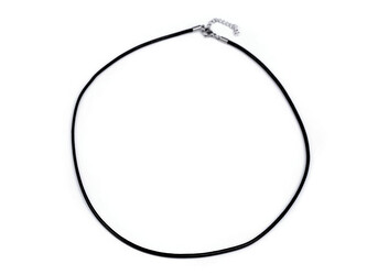 Kožená šňůrka s karabinkou z nerezové oceli délka 50 cm - 1 ks - černá