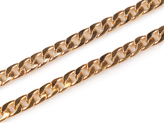 Řetízek plochý na kabelky s karabinou délka 117 cm - 1 ks - 3 růžové zlato