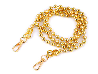 Řetízek kuličkový na kabelky s karabinou délka 120 cm - 1 ks - 2 žluté zlato