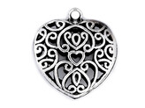 Přívěsek srdce 30x30 mm - 30 ks - platina s patinou